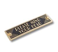 The Metal Foundry Mind Your Head Metal Door Sign. Art Deco Style Home Decor Accessories Door Or Wall Brass Plaque. Handmade In England.