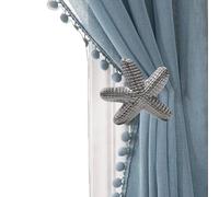 The Metal Magician Metal Nautical Starfish Curtain Holdback & Curtain Holder for Home, Bedroom & Office (Starfish Silver, Set of 2)