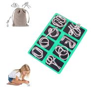 The Metal Montessori Puzzle Solving, 16-Piece Wire Set with Pouch - Brain Teaser IQ Disentanglement Game (D)