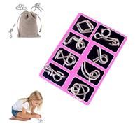 The Metal Montessori Puzzle Solving, 16-Piece Wire Set with Pouch - Brain Teaser IQ Disentanglement Game (C)
