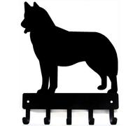 The Metal Peddler Husky - Key Holder & Dog Leash Hanger for Wall - Large 9 inch Wide with 5 Hooks - Made in USA
