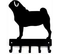 The Metal Peddler Pug Key Holder for Wall - Small 6 inch Wide with 5 Hooks - Made in USA