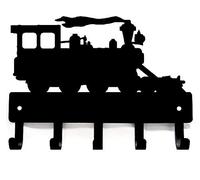 The Metal Peddler Steam Train Shape Key Rack Holder for Wall - Large 9 inch Wide - Made in USA