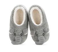 The Metluks Cute Animal House Slippers, Warm Fuzzy Slipper Socks with Grippers Non Slip, Cozy Funny Gifts, Gray Elephant, 9-10