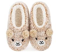 The Metluks Cute Animal House Slippers, Warm Fuzzy Slipper Socks with Grippers Non Slip, Cozy Funny Gifts, Fuzzy Bear, 7-8