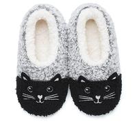 The Metluks Cute Animal House Slippers, Warm Fuzzy Slipper Socks with Grippers Non Slip, Cozy Funny Gifts, Fuzzy Cat, 11-12