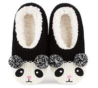 The Metluks Cute Animal House Slippers, Warm Fuzzy Slipper Socks with Grippers Non Slip, Cozy Funny Gifts, Knit Panda, 7-8