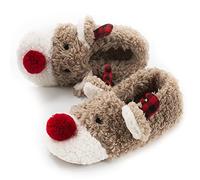 The Metluks Cute Animal Slipper Socks Warm Fuzzy Socks with Anti Slip Funny Cozy Gifts, Fuzzy Moose, 2/5 UK