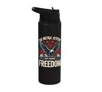 The Metric System Cant Measure Freedom Bald Eagle Gym Stainless Steel Insulated Water Bottle