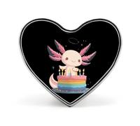 The Mexican Axolotls And Cake Heart Metal Brooches 1 Inch Memorial Badges Exquisite Decorations Pins for Clothing