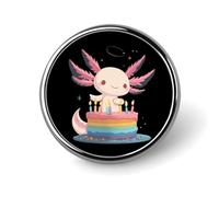 The Mexican Axolotls And Cake Round Metal Brooches 1 Inch Memorial Badges Exquisite Decorations Pins for Clothing