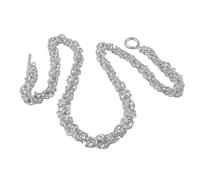 The Mexican Collection Hallmarked Long 925 Sterling Silver Byzantine Chain Link Necklace