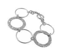 The Mexican Collection Wide Hallmarked 925 Sterling Silver Hand Hammered Circle Link Bracelet