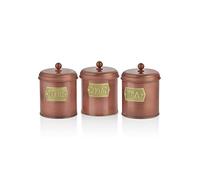 The Mia Copper Finish Coffee, Tea, And Sugar Jar Set - 17 cm (H) x 13 cm (Dia)