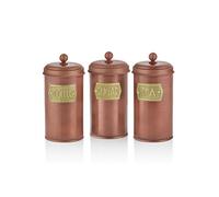 The Mia Copper Finish Coffee, Tea, And Sugar Jar Set - 22 cm (H) x 11 cm (Dia)