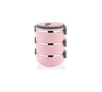 the mia Freshbox 3-Layer Stainless Steel Bento Lunch Box (Pink)