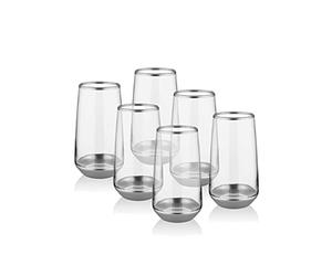 the mia Glam Series Silver Highball Glasses, Set of 6