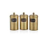 The Mia Gold Finish Coffee, Tea, And Sugar Jar Set - 22 cm (H) x 11 cm (Dia)