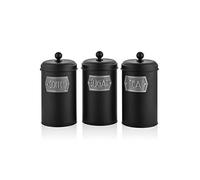 The Mia Black Coffee, Tea, And Sugar Jar Set - 22 cm (H)