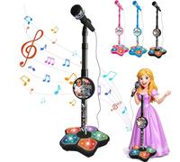 The Microphone Toy, 2026 New Kids Karaoke Machine Toys with Adjustable Stand, Flashing Stage Lights- Sing Musical Toy for Girls Boys Singing, Creative Play, Party Fun (Black)