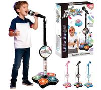 The Microphone Toy, LED Lights & Echo Effects, Adjustable Stand Kids Karaoke Microphone, Birthday Gifts (Black)