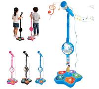 The - - Microphone Toy, - - Microphone Toy, With Adjustable Stand, Built-In Music, Colorful Lights, And Echo Effects, Echo Microphones Toys, (Blue)