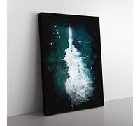 The Middle Of The Wave Paint Splash Modern Canvas Wall Art Print Ready to Hang, Framed Picture for Living Room Bedroom Home Office Décor, 50x35 cm (20x14 Inch)