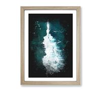 The Middle Of The Wave Paint Splash Modern Framed Print | A2 Oak Framed Wall Art | Ready to Hang | Modern Nautical Picture | Living Room Bedroom Lounge Office