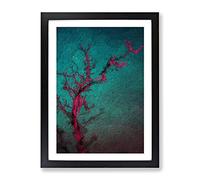 The Midnight Tree In Abstract Modern Framed Print | A2 Black Framed Wall Art | Ready to Hang | Abstract Floral Picture | Living Room Bedroom Lounge Office