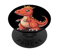 The Mighty Dinosaur King with a Golden Crown PopSockets Adhesive PopGrip