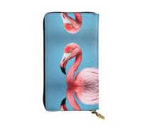 The Mighty Flamingo Printed leather wallet, 7.5 x 4.1-inch long credit card holder, portable travel cash wallet