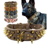 The Mighty Large Spiked Studded Dog Collar,Protect The Dog’s Neck from Bites. (Grey L)- Fit Medium & Large Dogs