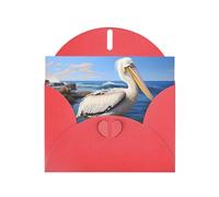 The Mighty Pelican Red Patterns greeting card 6x4 inches with envelope, covering birthdays, weddings and other occasions