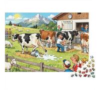 The Milking Competition Cow Sidestep Wooden Jigsaw Puzzle Waterproof 1000 Piece Puzzles for Adults Gifts Challenging And Brainteasing Educational Games