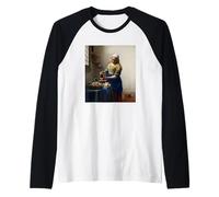 The Milkmaid by Johannes Vermeer (1660) Raglan Baseball Tee