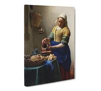 The Milkmaid By Johannes Vermeer Canvas Print | Gallery Wrapped 30mm Frame Wall Art | 24x16 inches | Ready to Hang | Baroque Picture | Living Room Bedroom Lounge Office
