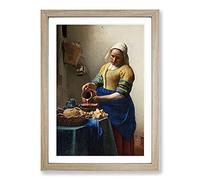 The Milkmaid by Johannes Vermeer Framed Print | A2 Oak Framed Wall Art | Ready to Hang | Modern Historical Picture | Living Room Bedroom Lounge Office