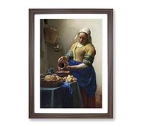The Milkmaid By Johannes Vermeer Framed Wall Art Print A3 Walnut