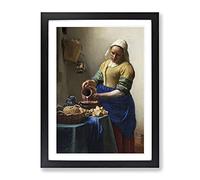 The Milkmaid By Johannes Vermeer Framed Wall Art Print A4 Black