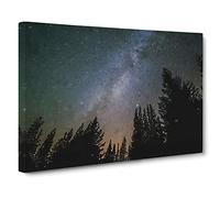 The Milky Way Above A Forest Canvas Print | Gallery Wrapped 30mm Frame Wall Art | 30x20 inches | Ready to Hang | Abstract Landscape Picture | Living Room Bedroom Lounge Office