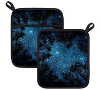 the Milky Way Forest Pot Holders for Kitchen Set of 2, Potholder Heat Resistant Potholder for Microwave Cooking Baking Oven End Dishes and BBQ