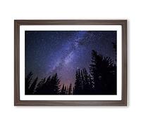 The Milky Way Space Galaxy Forest Modern Framed Wall Art Print, Ready to Hang Picture for Living Room Bedroom Home Office Décor, Walnut A2 (64 x 46 cm)