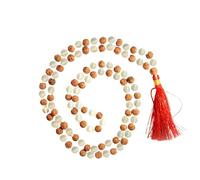 The Millennium Gallery Handmade Rudraksha Sphatik Mala Original Certified Authentic Spiritual Brown Crystal Beads 108 +1 For Meditation Rarest Spatika Rudraksh Rosary Knotted In Thread
