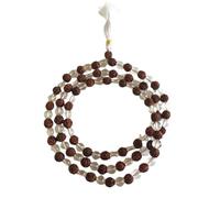 The Millennium Gallery Natural Rudraksha Sphatik Japa Mala Origianl Certified Premium 108+1 Beads Crystal Clear Saftik Rudraksh Rosary Ideal For Chanting Om Namah Shivaya रुद्राक्ष स्फटिक माला