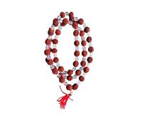 The Millennium Gallery Rudraksha And Sphatik Crystal Mala 108 Beads Auspicious Crystal Clear Quartz Rudraksh Rosary Genuinely Knotted In Thread For Prayer, Puja & Positivity रुद्राक्ष स्फटिक माला