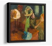 The Millinery Shop, by Edgar Degas Canvas Floater Frame Square Print Picture Art - Black Frame 24 inch wide x 24 inch high