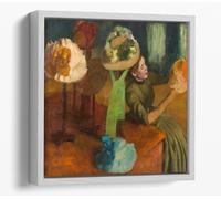 The Millinery Shop, by Edgar Degas Canvas Floater Frame Square Print Picture Art - White Frame 30 inch wide x 30 inch high