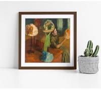 The Millinery Shop, by Edgar Degas Stunning Framed Wall Art Picture Print Square - 25cm wide x 25cm high - Walnut Frame