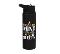 The Mind of a Carver Never Sleeps While Carving Stainless Steel Insulated Water Bottle