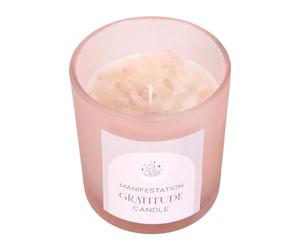 The Mindful Frog Gratitude Pink Quartz Crystal Chips Scented Candle in Glass Jar - 25 Hour Burn Time (Wild Rose)